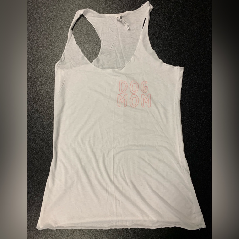 Dog Mom Triblend White Tank Top  Size Small